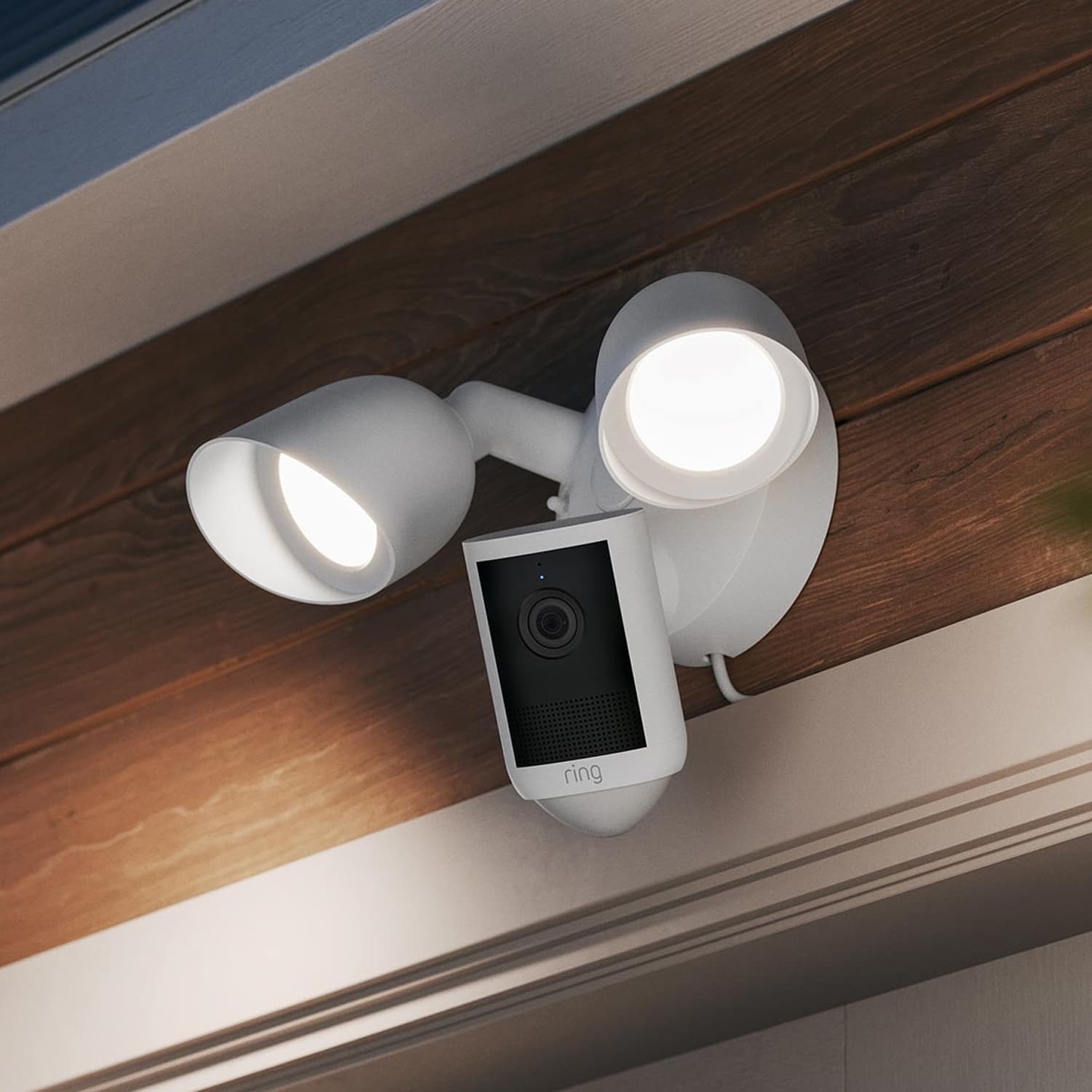 <em>The Floodlight Cam is a wired camera with 2000-lumen floodlights and Retinal 2K video.</em>